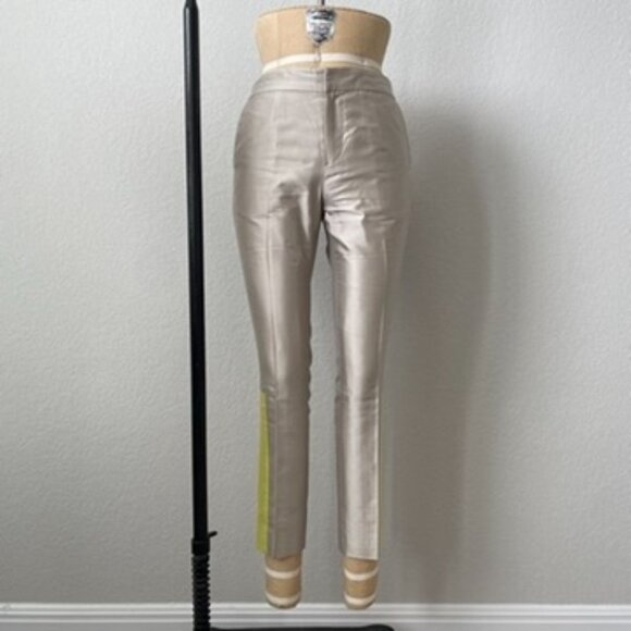 Silk Wool Shantung Tailored Panel Pants Size 2 Small - Picture 6 of 9